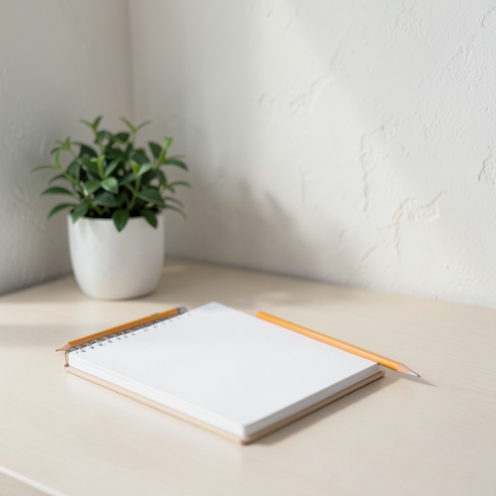 Notebook with policy checklist beside a workstation